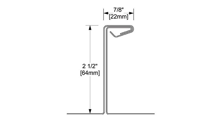 2 1/2 Inch Single Fold Standing Seam